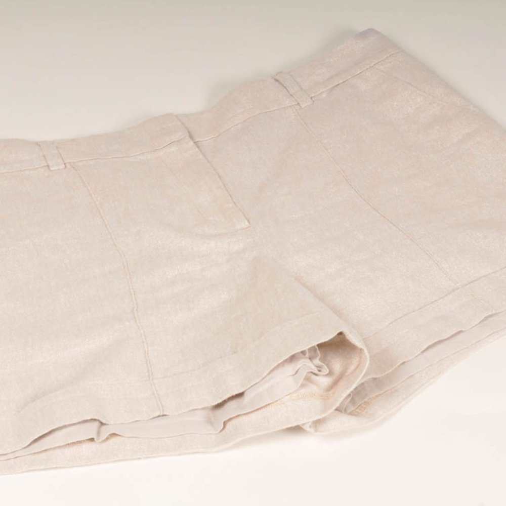 Ann Taylor LOFT Cream Metallic Linen Blend Pockets Lined Shorts, Size 12 {EX+} - Picture 3 of 4
